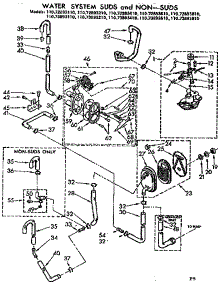 Water System Suds And Non-Suds parts for Kenmore Washer 110.73893810 (11073893810, 110 73893810) from AppliancePartsPros.com