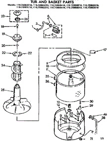 Tube And Basket Parts parts for Kenmore Washer 110.73893810 (11073893810, 110 73893810) from AppliancePartsPros.com