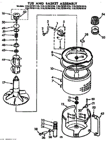 Tub And Basket Assembly parts for Kenmore Washer 110.73791410 (11073791410, 110 73791410) from AppliancePartsPros.com