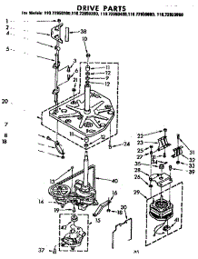 Drive Parts parts for Kenmore Washer 110.72950200 (11072950200, 110 72950200) from AppliancePartsPros.com