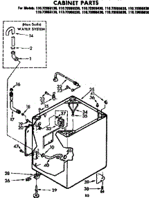 Cabinet Parts parts for Kenmore Washer 110.72955130 (11072955130, 110 72955130) from AppliancePartsPros.com