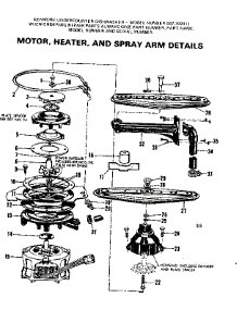 Motor, Heater, And Spray Arm Details parts for Kenmore Dishwasher 587.792411 (587792411, 587 792411) from AppliancePartsPros.com