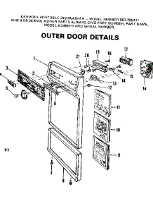 Outer Door Details parts for Kenmore Dishwasher 587.795411 (587795411, 587 795411) from AppliancePartsPros.com