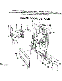 Inner Door Details parts for Kenmore Dishwasher 587.795411 (587795411, 587 795411) from AppliancePartsPros.com