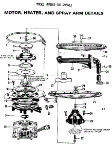 Motor Heater & Spray Arm Details parts for Kenmore Dishwasher 587.795611 (587795611, 587 795611) from AppliancePartsPros.com