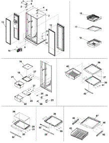Hinges, & Refrigerator Shelving parts for Kenmore Refrigerator 596.50012100 (59650012100, 596 50012100) from AppliancePartsPros.com