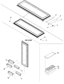 Refrigerator Door parts for Kenmore Refrigerator 596.50019100 (59650019100, 596 50019100) from AppliancePartsPros.com