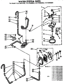 Water System Suds parts for Kenmore Washer 110.73450100 (11073450100, 110 73450100) from AppliancePartsPros.com