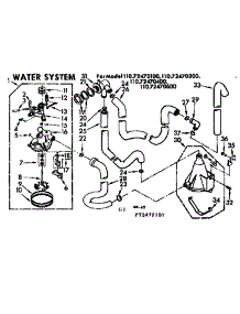 Water System parts for Kenmore Washer 110.73470600 (11073470600, 110 73470600) from AppliancePartsPros.com