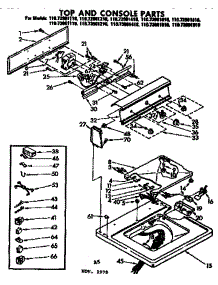 Top And Console Parts parts for Kenmore Washer 110.72981210 (11072981210, 110 72981210) from AppliancePartsPros.com