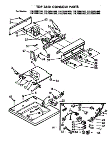 Top And Console Parts parts for Kenmore Washer 110.72981800 (11072981800, 110 72981800) from AppliancePartsPros.com