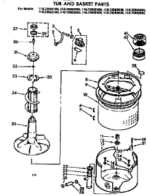 Tub And Basket Parts parts for Kenmore Washer 110.72982100 (11072982100, 110 72982100) from AppliancePartsPros.com