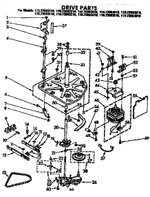 Drive Parts parts for Kenmore Washer 110.72983210 (11072983210, 110 72983210) from AppliancePartsPros.com