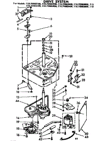 Drive System parts for Kenmore Washer 110.72983800 (11072983800, 110 72983800) from AppliancePartsPros.com