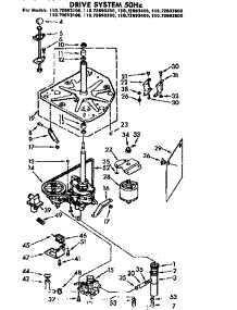Drive System 50 Hz parts for Kenmore Washer 110.73693100 (11073693100, 110 73693100) from AppliancePartsPros.com