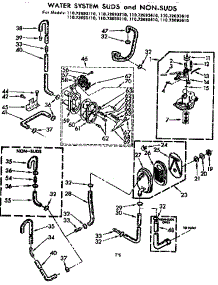 Water System Suds And Non-Suds parts for Kenmore Washer 110.73693410 (11073693410, 110 73693410) from AppliancePartsPros.com