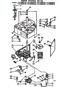 Drive System 50 Hz parts for Kenmore Washer 110.73693640 (11073693640, 110 73693640) from AppliancePartsPros.com