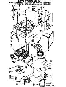 Drive System 60 Hz. parts for Kenmore Washer 110.73693640 (11073693640, 110 73693640) from AppliancePartsPros.com