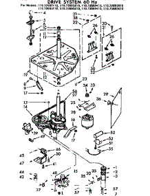 Drive System 60 Hz parts for Kenmore Washer 110.72693210 (11072693210, 110 72693210) from AppliancePartsPros.com