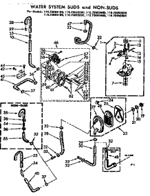 Water System Suds And Non-Suds parts for Kenmore Washer 110.72693400 (11072693400, 110 72693400) from AppliancePartsPros.com