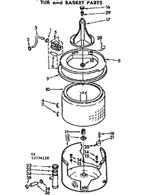 Tub And Basket Parts parts for Kenmore Washer 110.72774120 (11072774120, 110 72774120) from AppliancePartsPros.com