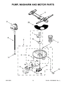 Pump, Washarm And Motor Parts parts for Kenmore Dishwasher 665.14799N513 (66514799N513, 665 14799N513) from AppliancePartsPros.com