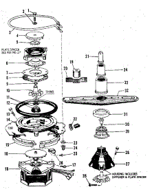 Motor, Heater, And Spray Arm parts for Kenmore Dishwasher 587.1448580 (5871448580, 587 1448580) from AppliancePartsPros.com
