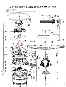Motor-Heater & Spray Arm Details parts for Kenmore Dishwasher 587.65130 (58765130, 587 65130) from AppliancePartsPros.com
