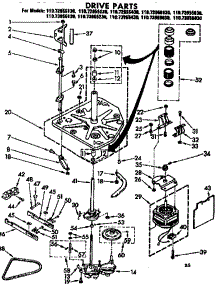 Drive Parts parts for Kenmore Washer 110.72955830 (11072955830, 110 72955830) from AppliancePartsPros.com