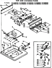 Top And Console Parts parts for Kenmore Washer 110.72960800 (11072960800, 110 72960800) from AppliancePartsPros.com