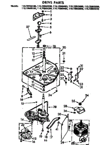 Drive Parts parts for Kenmore Washer 110.72965100 (11072965100, 110 72965100) from AppliancePartsPros.com