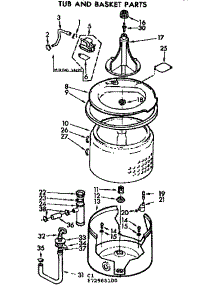 Tub And Basket Parts parts for Kenmore Washer 110.72965100 (11072965100, 110 72965100) from AppliancePartsPros.com