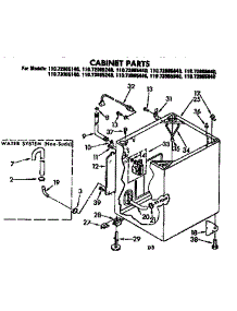 Cabinet Parts parts for Kenmore Washer 110.72965140 (11072965140, 110 72965140) from AppliancePartsPros.com