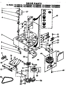 Drive Parts parts for Kenmore Washer 110.72965840 (11072965840, 110 72965840) from AppliancePartsPros.com