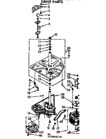 Drive Parts parts for Kenmore Washer 110.72860410 (11072860410, 110 72860410) from AppliancePartsPros.com