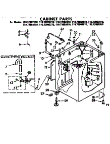 Cabinet Parts parts for Kenmore Washer 110.72992610 (11072992610, 110 72992610) from AppliancePartsPros.com