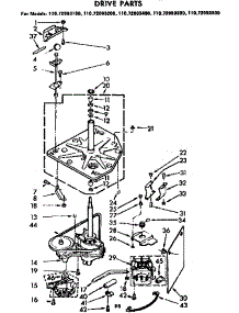Drive Parts parts for Kenmore Washer 110.72993400 (11072993400, 110 72993400) from AppliancePartsPros.com