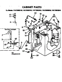 Cabinet Parts parts for Kenmore Washer 110.72993810 (11072993810, 110 72993810) from AppliancePartsPros.com