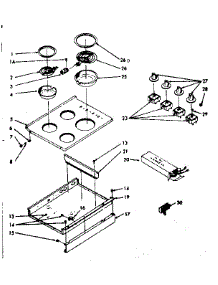 Main Top Section parts for Kenmore Range 103.9706840 (1039706840, 103 9706840) from AppliancePartsPros.com
