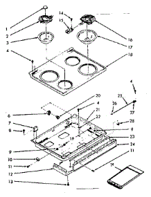 Main Top Section parts for Kenmore Range 103.9747021 (1039747021, 103 9747021) from AppliancePartsPros.com