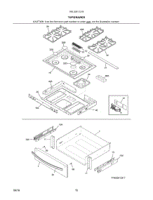 Top / Drawer parts for Kenmore Range 790.32613318 (79032613318, 790 32613318) from AppliancePartsPros.com