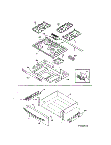 Top / Drawer parts for Kenmore Range 790.32673610 (79032673610, 790 32673610) from AppliancePartsPros.com
