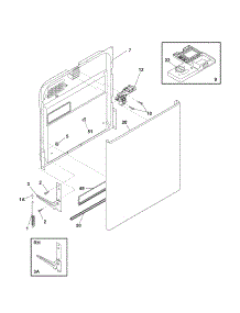 Door parts for Kenmore Dishwasher 587.16249700 (58716249700, 587 16249700) from AppliancePartsPros.com