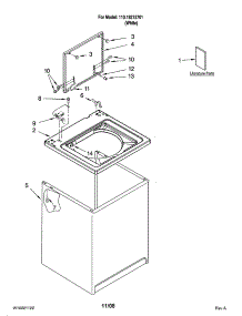 Top And Cabinet Parts parts for Kenmore Washer 110.18212701 (11018212701, 110 18212701) from AppliancePartsPros.com