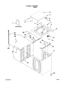 Top And Cabinet Parts parts for Kenmore Washer 110.20022010 (11020022010, 110 20022010) from AppliancePartsPros.com