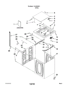 Top And Cabinet Parts parts for Kenmore Washer 110.20022011 (11020022011, 110 20022011) from AppliancePartsPros.com