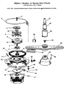 Motor, Heater, & Spray Arm parts for Kenmore Dishwasher 587.1733590 (5871733590, 587 1733590) from AppliancePartsPros.com