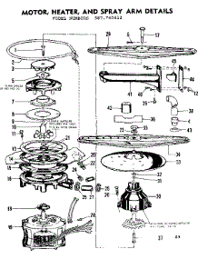 Motor, Heater, And Spray Arm Details parts for Kenmore Dishwasher 587.760412 (587760412, 587 760412) from AppliancePartsPros.com