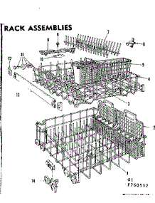 Rack Assemblies parts for Kenmore Dishwasher 587.760512 (587760512, 587 760512) from AppliancePartsPros.com