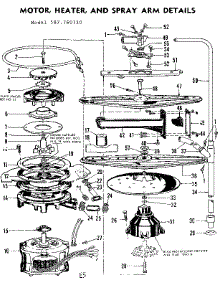 Motor, Heater And Spray Arm Details parts for Kenmore Dishwasher 587.760710 (587760710, 587 760710) from AppliancePartsPros.com